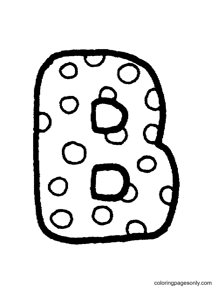 Letter B with Polka Dot Coloring Page