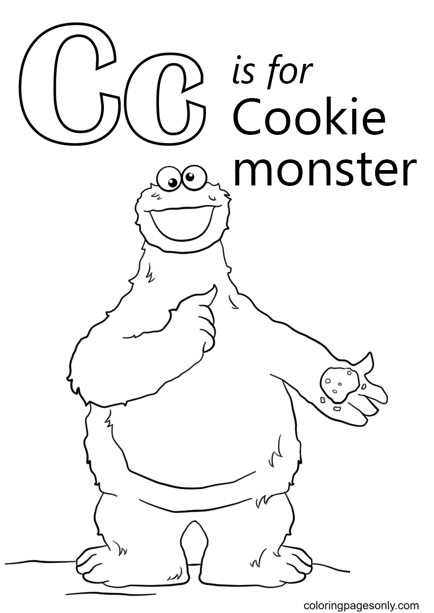 Letter C is for Cookie Monster Coloring Page