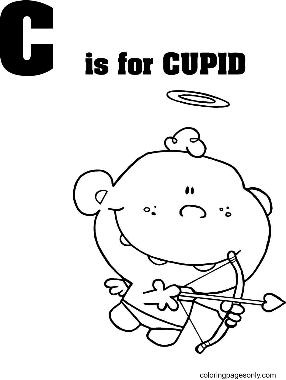 Letter C is for Cupid Coloring Page