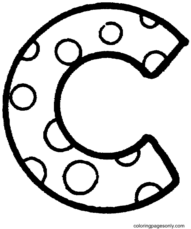Letter C with Polka Dot Coloring Page