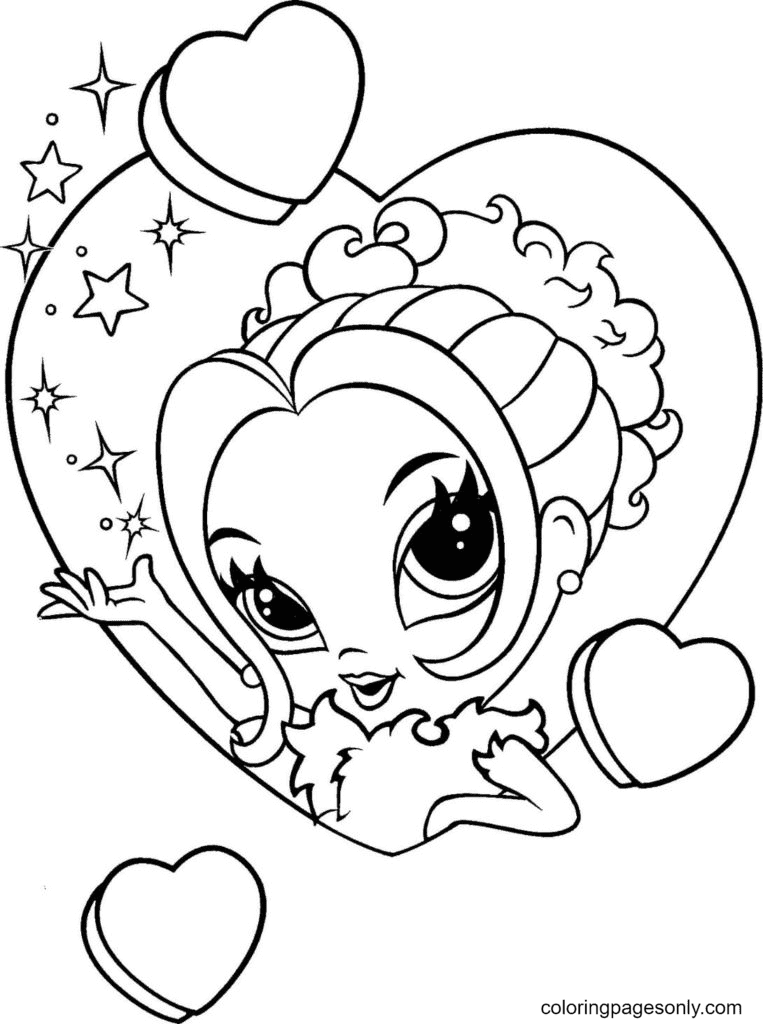 Lisa Frank Valentine’s Day Coloring Page