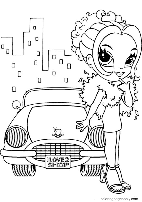 Lisa Frank com carro de Lisa Frank para impressão