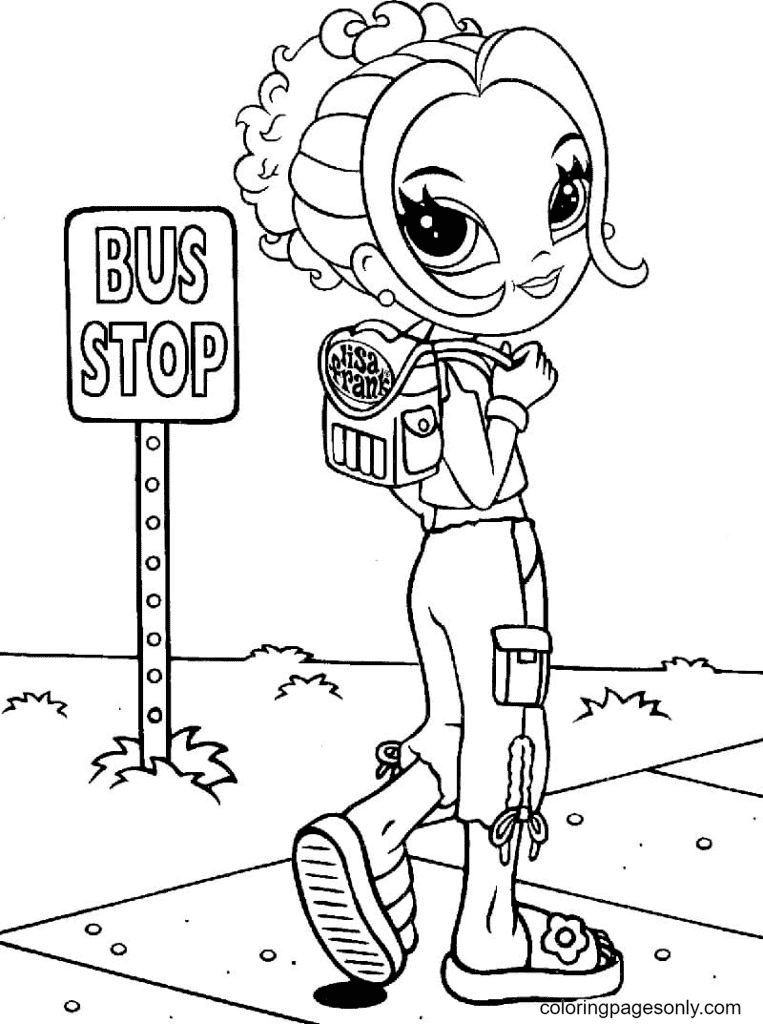 Lisa Frank en la parada de autobús de Printable Lisa Frank