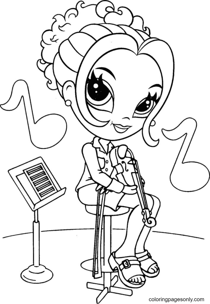 Lisa Frank plays the violin Coloring Page