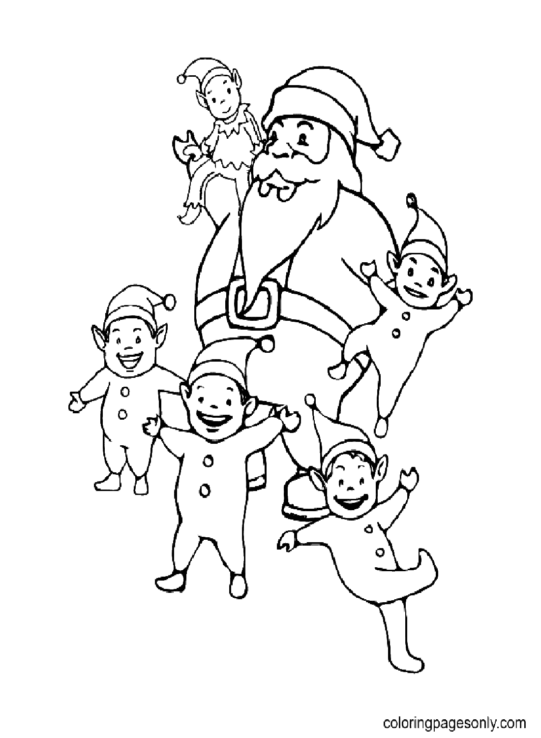 Litter Elf And Santa Coloring Page