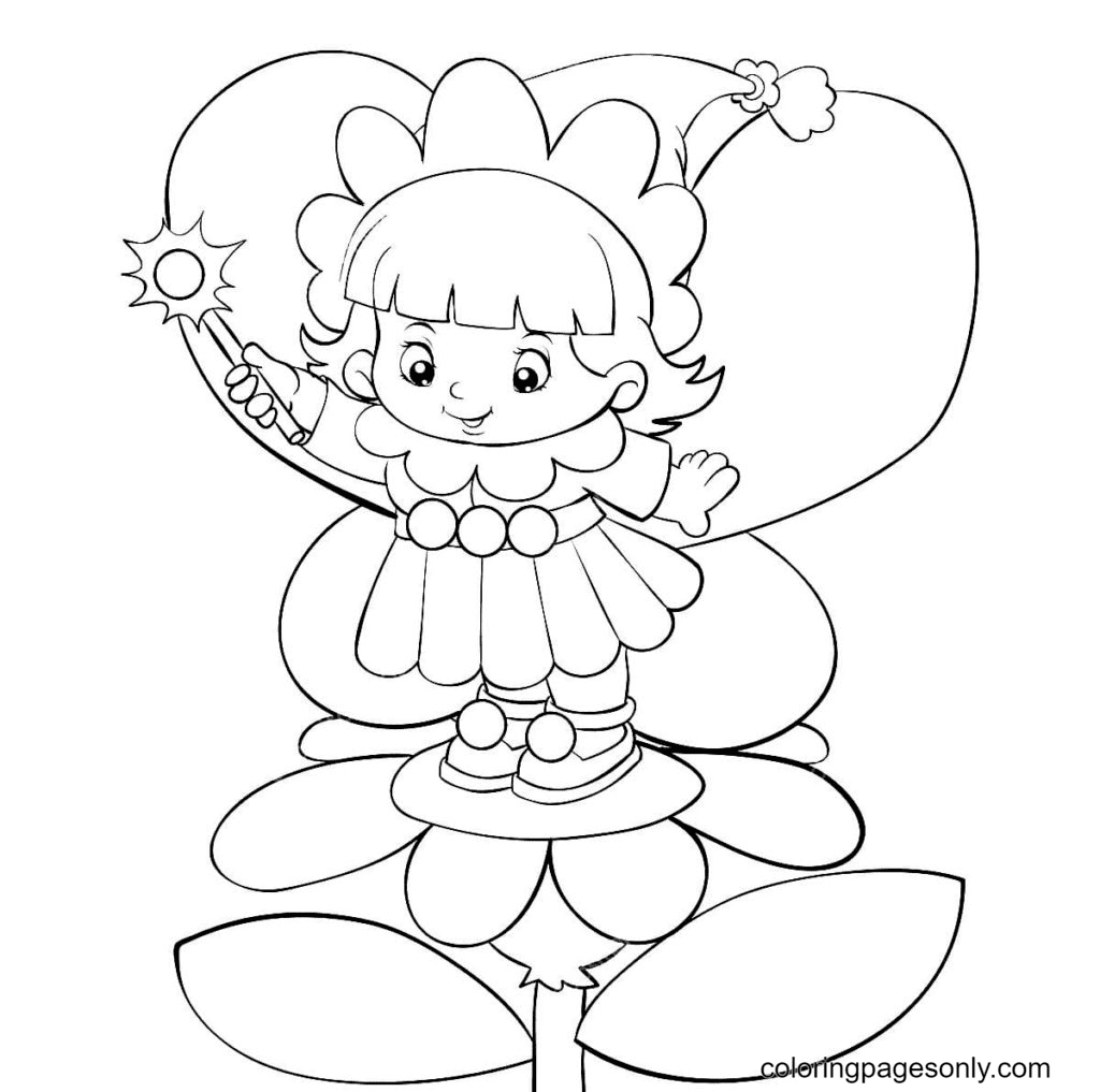 Little Fairy And a Magic Wand Coloring Page