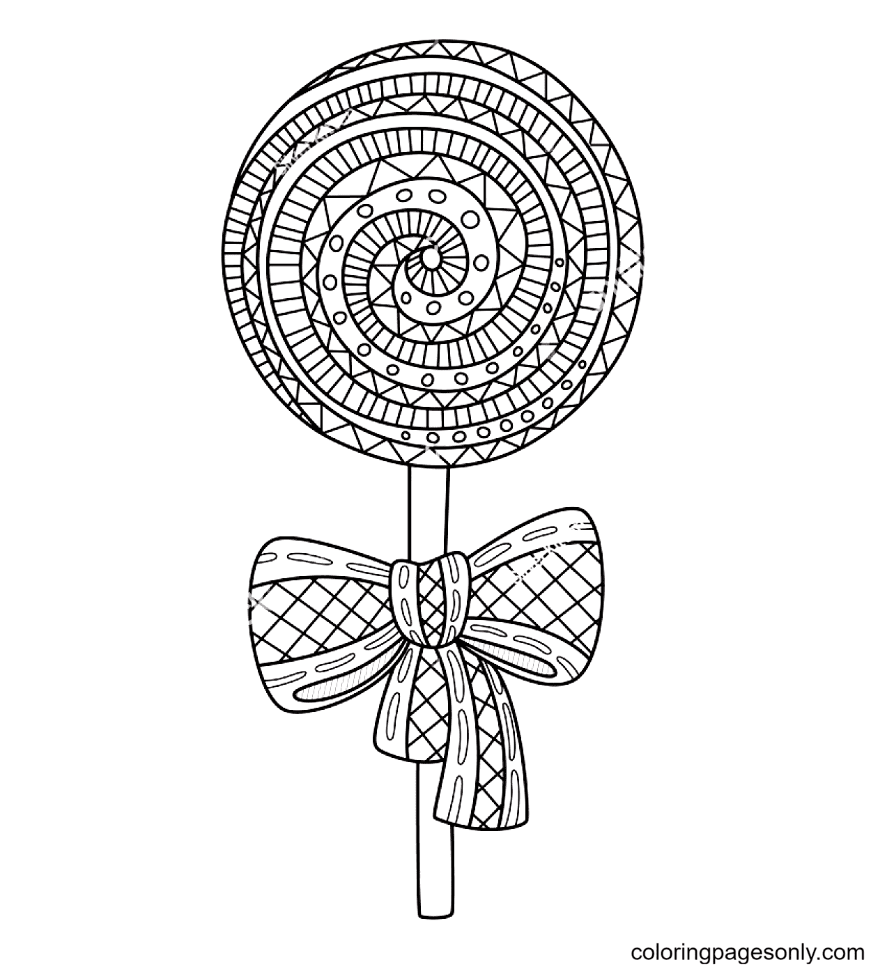 Lollipop with Bow Free Coloring Pages