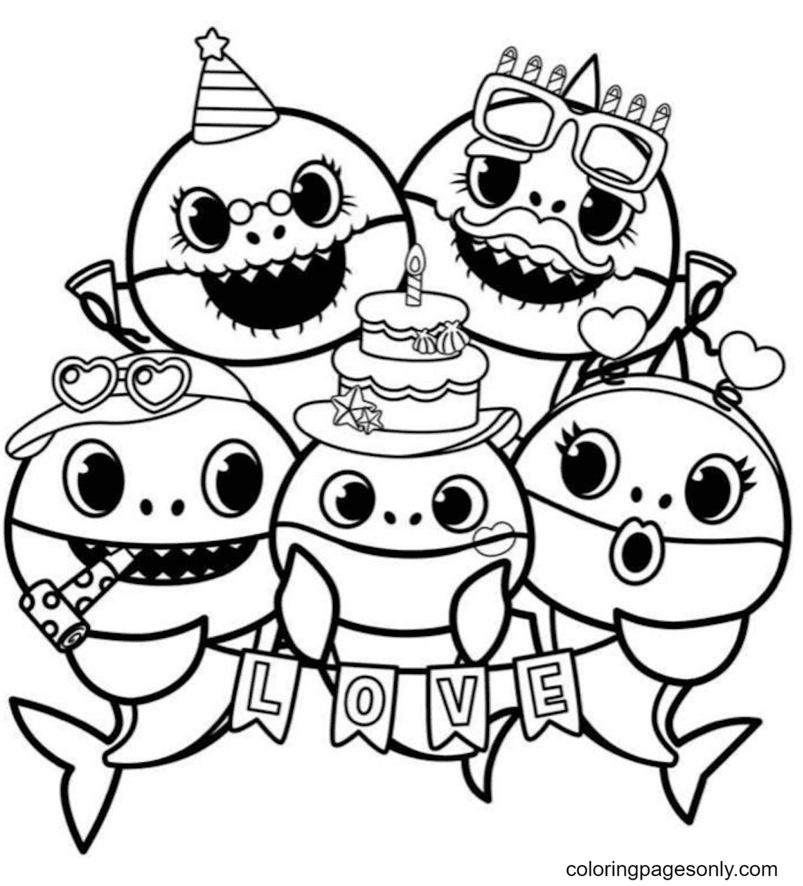 Love Baby Shark Familys Coloring Pages Baby Shark Coloring Pages Coloring Pages For Kids And Adults