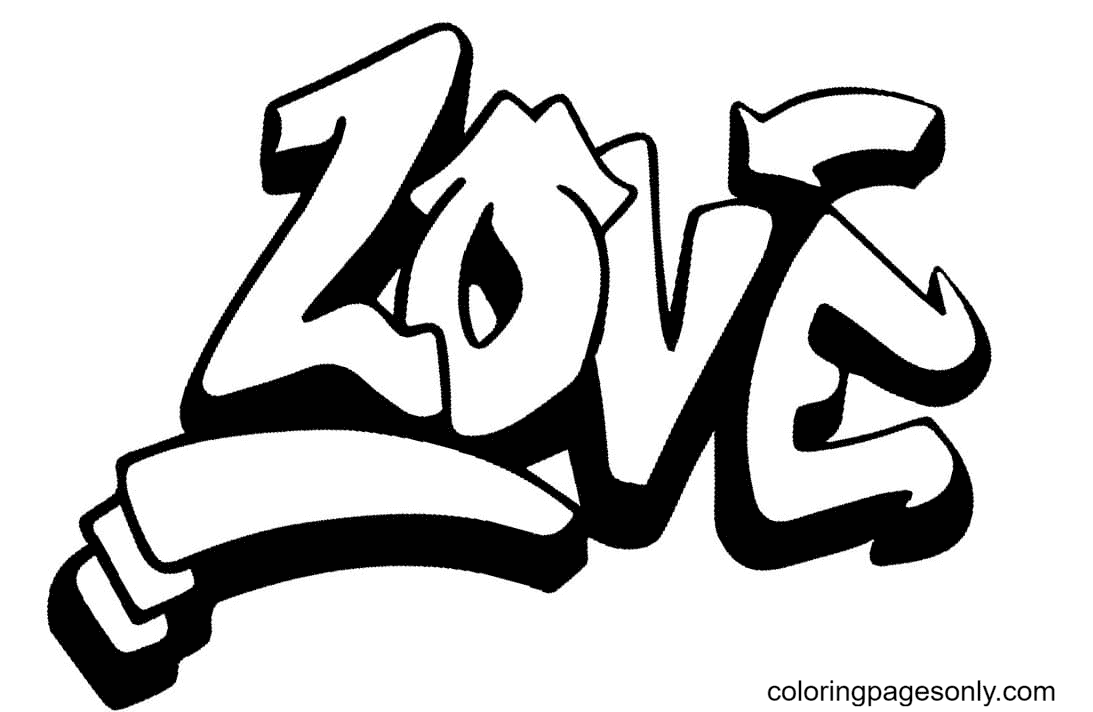 Love Graffiti Coloring Page