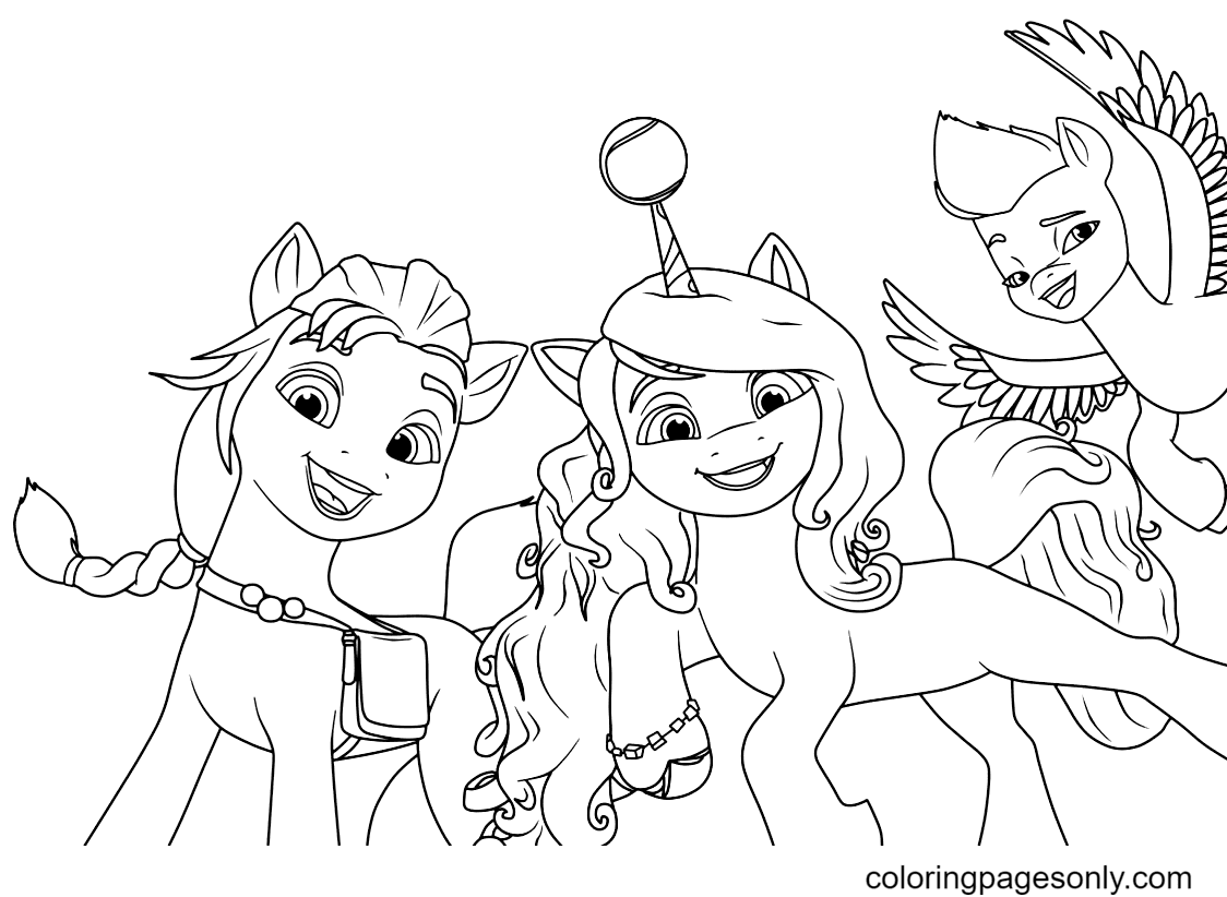 MLP G5 Sunny and Izzy with Zipp Coloring Page