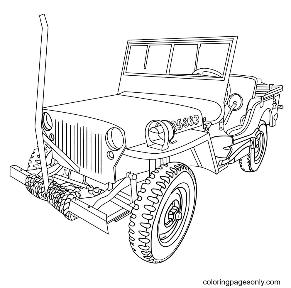 Pagina da colorare di Jeep militare