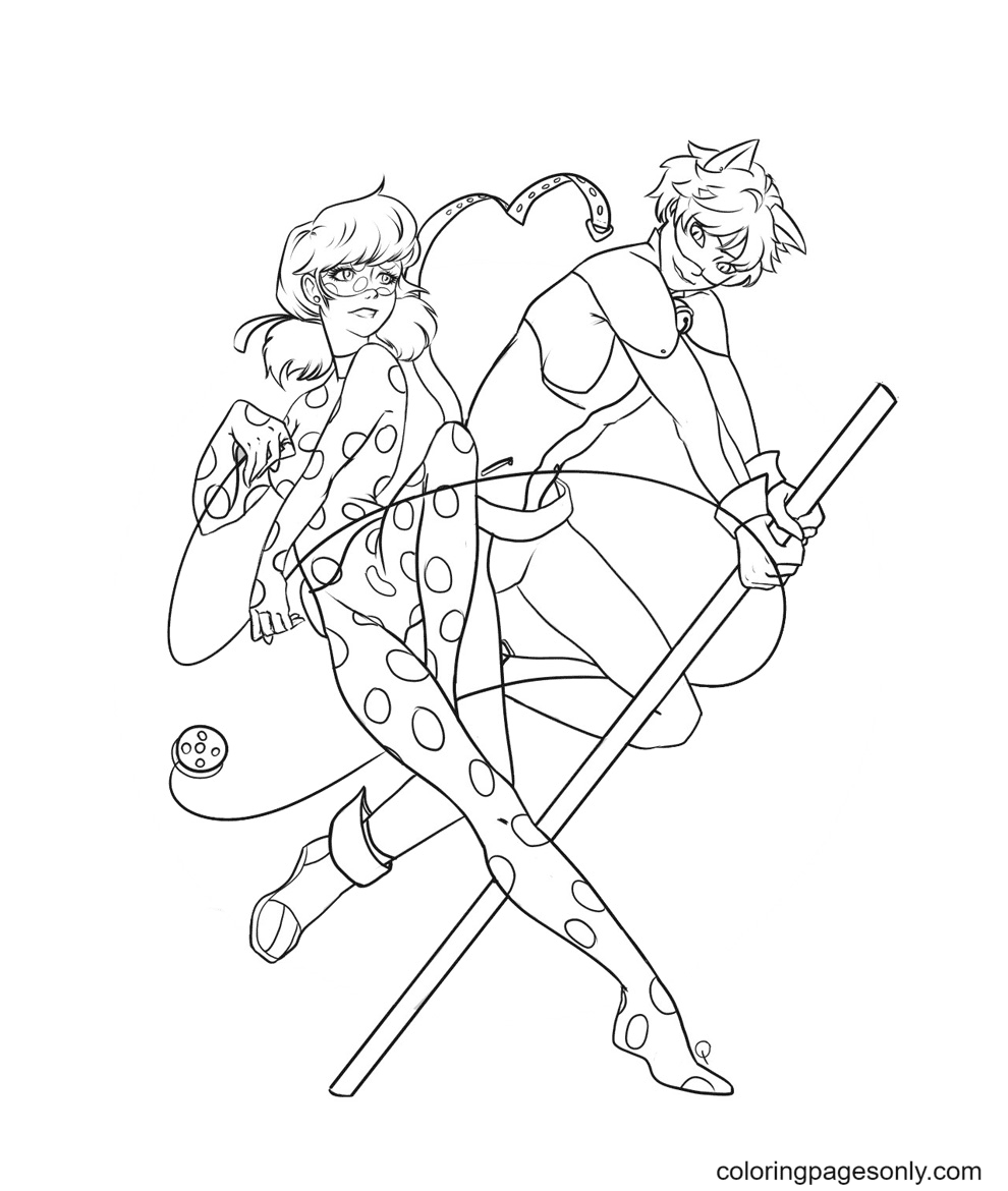Miraculous Ladybug and Cat Noir Coloring Pages