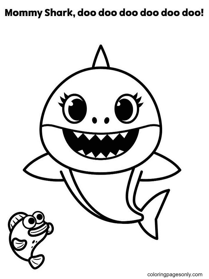 Mommy Shark Doo Doo Doo Coloring Page - Free Printable Coloring Pages