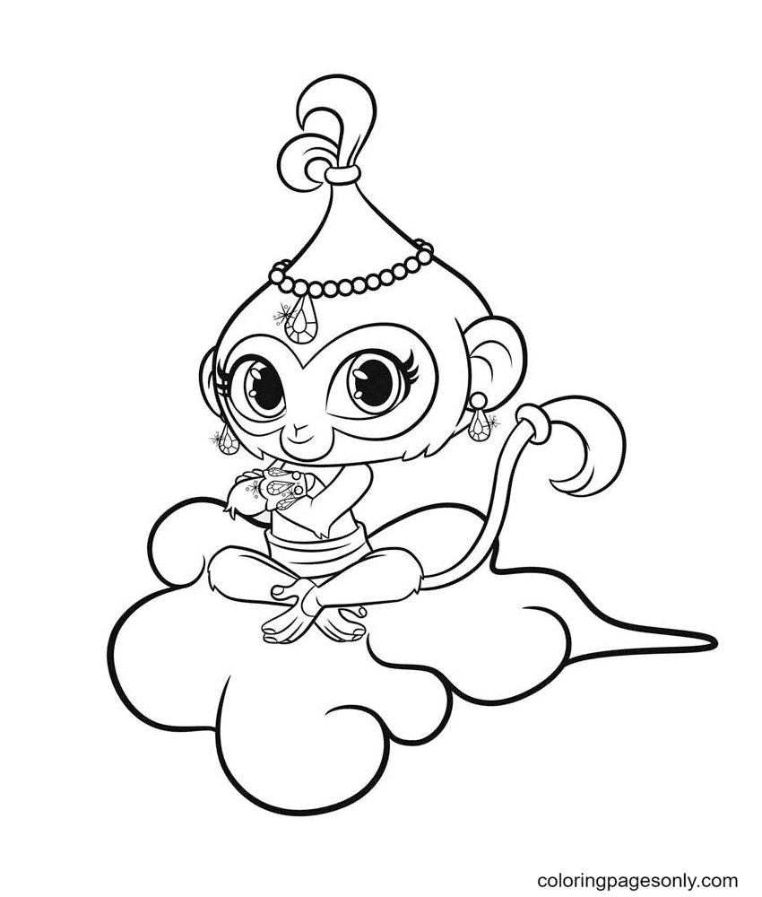 Monkey Tala on a cloud Coloring Page