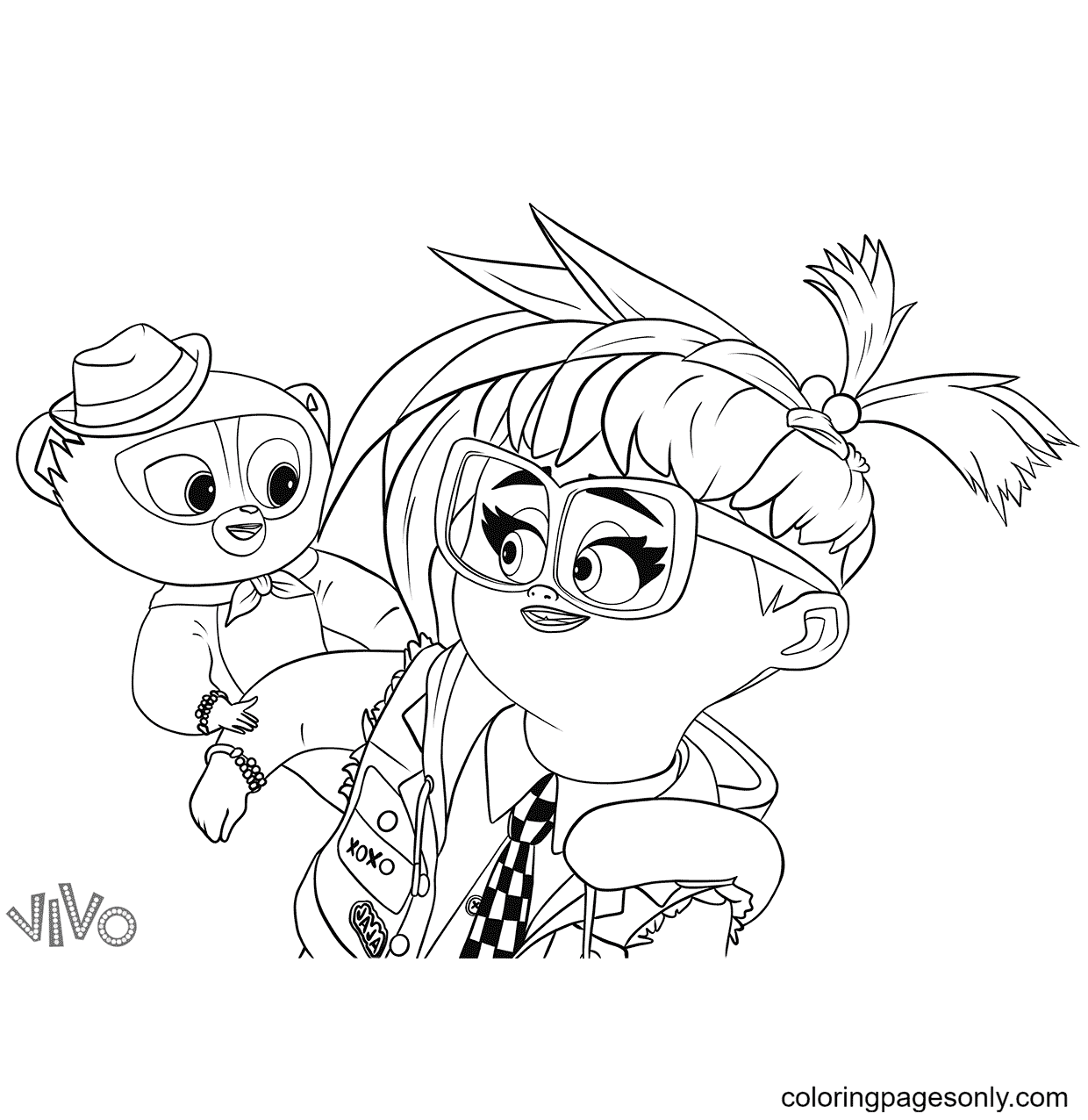 Monkey Vivo and Gabriela Coloring Pages - Vivo Coloring Pages