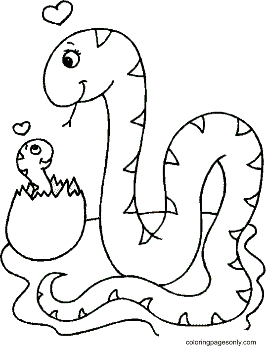 Madre y recién nacida serpiente pitón de serpiente