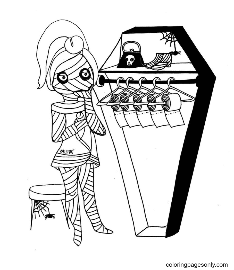 Mummy Girl Aestheic Coloring Pages