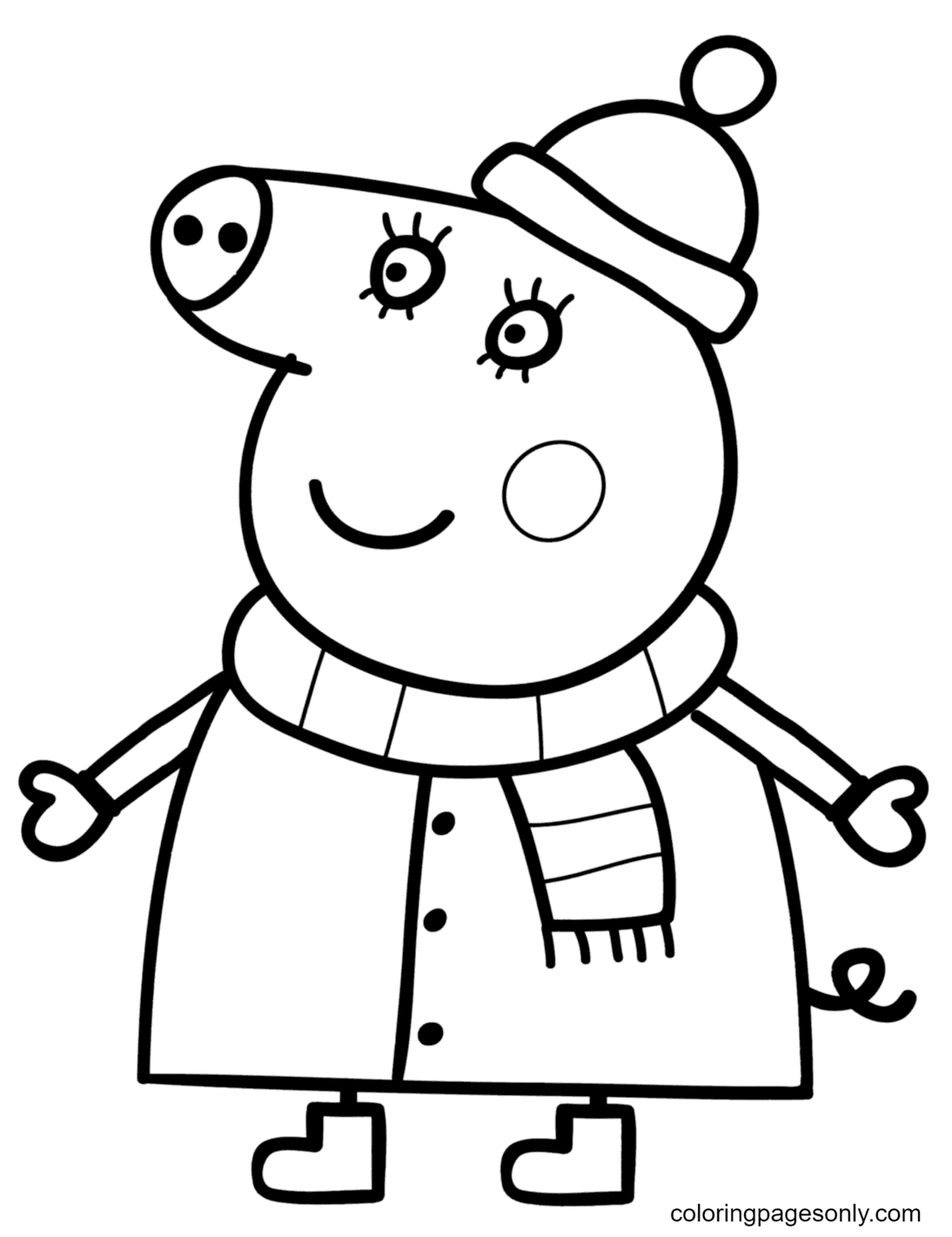 Мама Свинка в зимнем костюме из мультфильма «Свинка Пеппа»