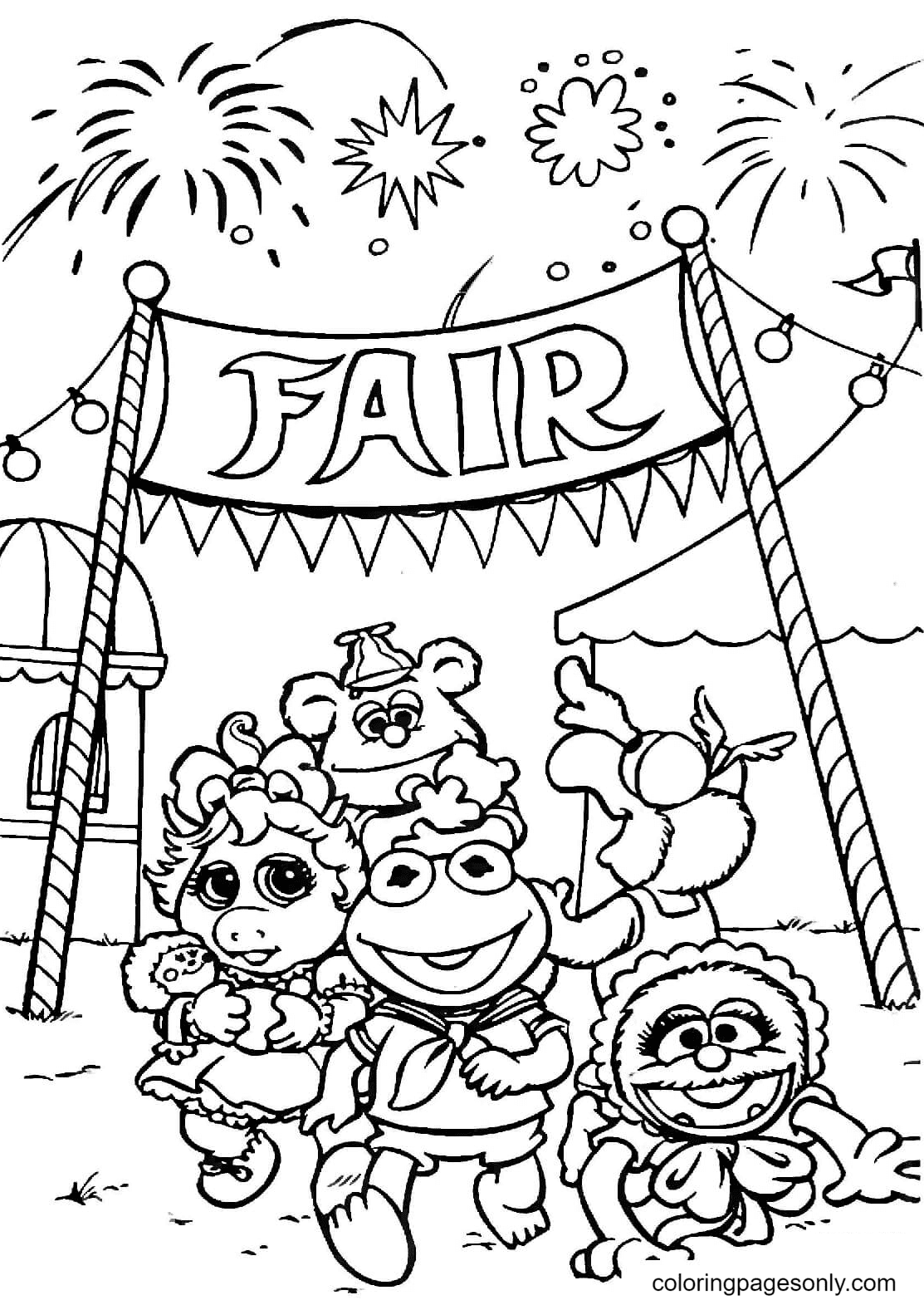 Muppet Babies Goes To Fair Market Coloring Pages