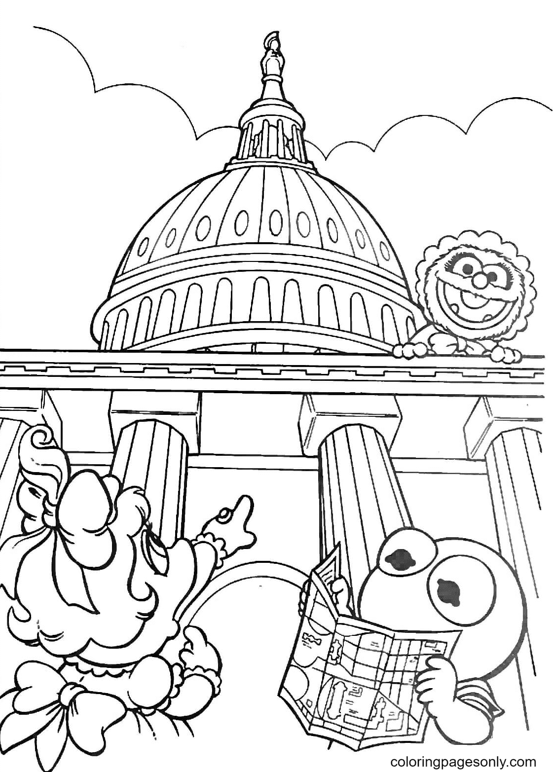 Muppet Babies in Washington DC Coloring Page