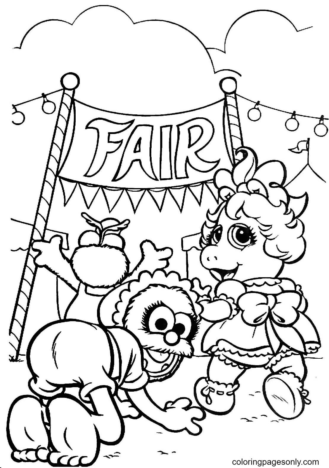 Muppet Babies on a Fair Market Coloring Page
