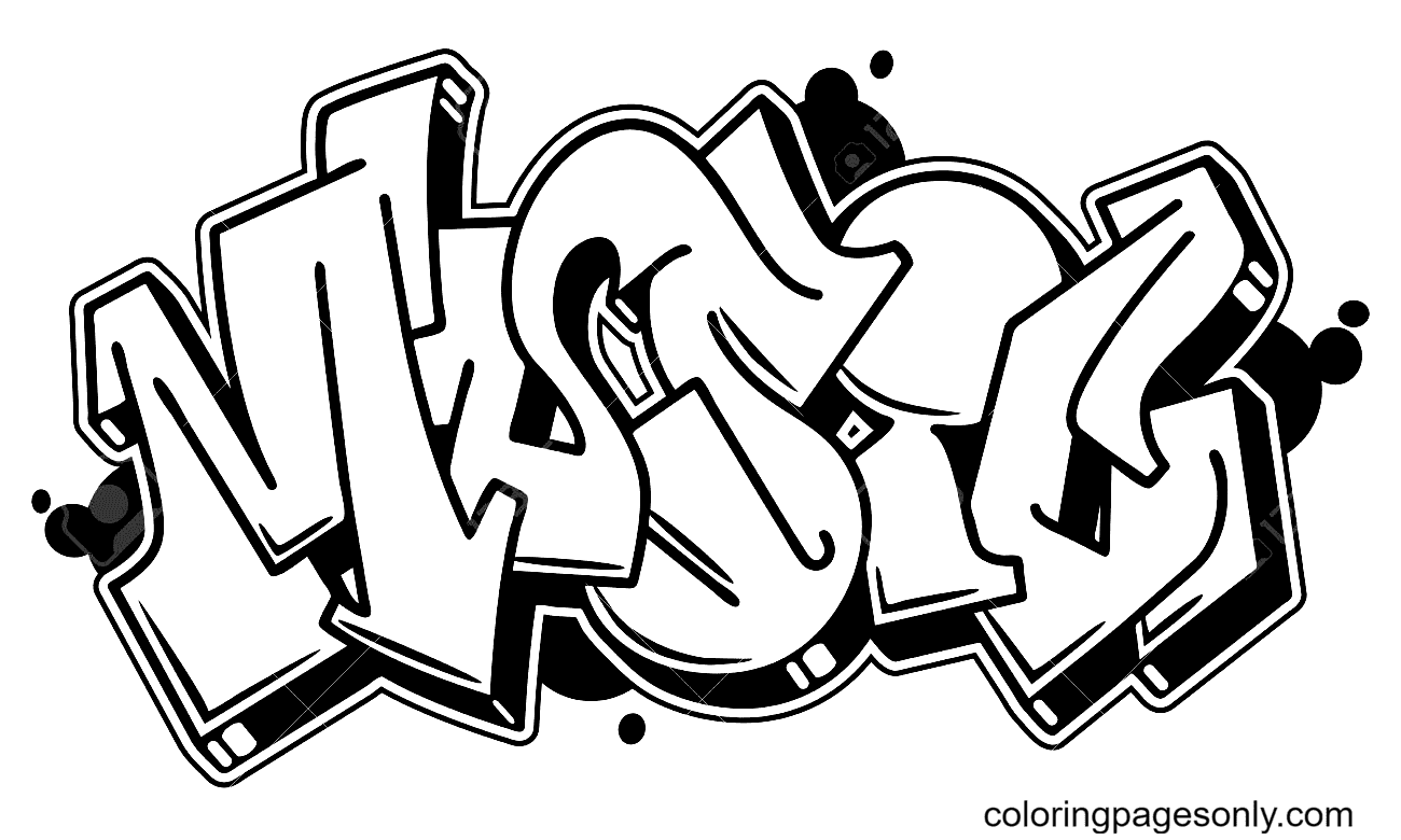 Music Graffiti Style Coloring Pages