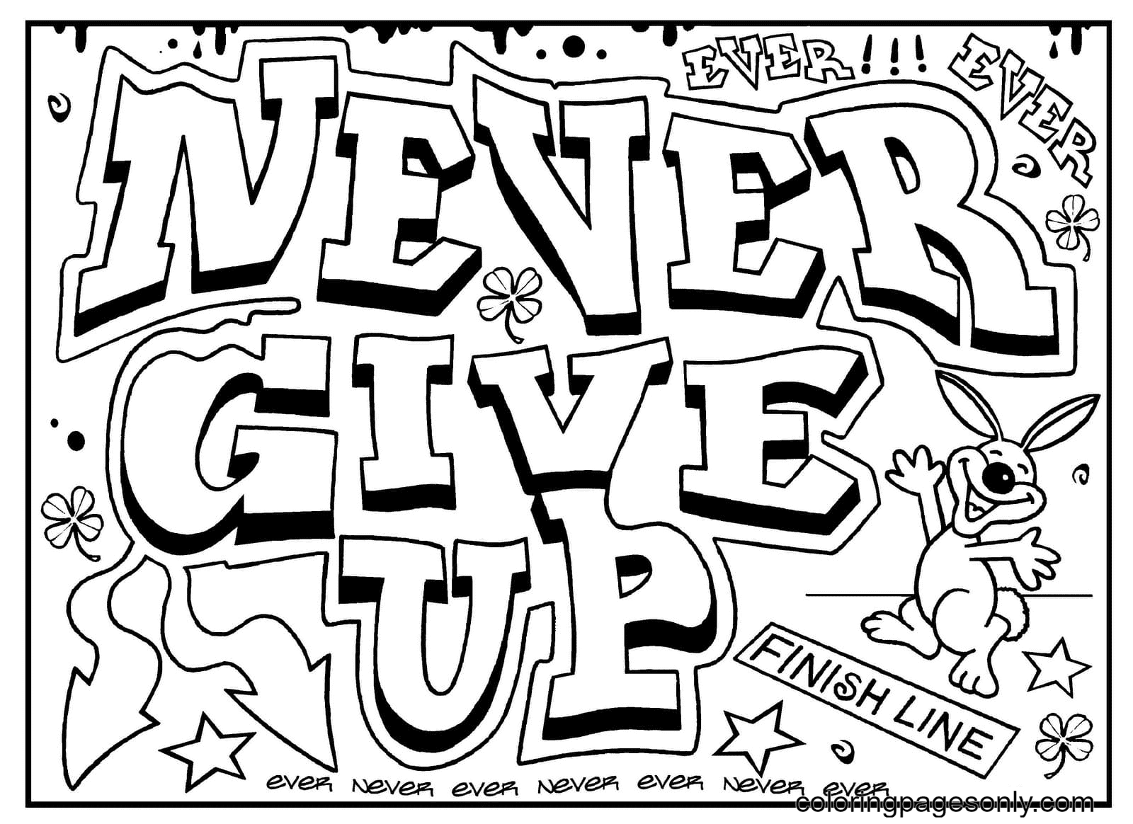 Never Give Up Coloring Pages
