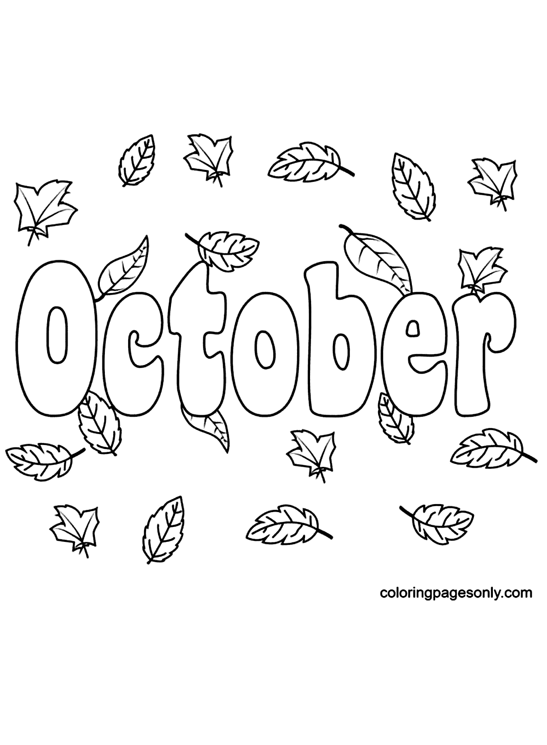 Outubro com folhas de outono de outubro