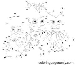 Página para colorir PJ Masks Connect The Dots