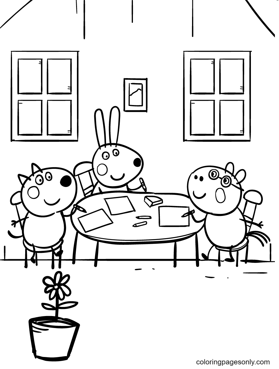 Pedro Pony, Rebecca Rabbit and Danny Dog Coloring Page