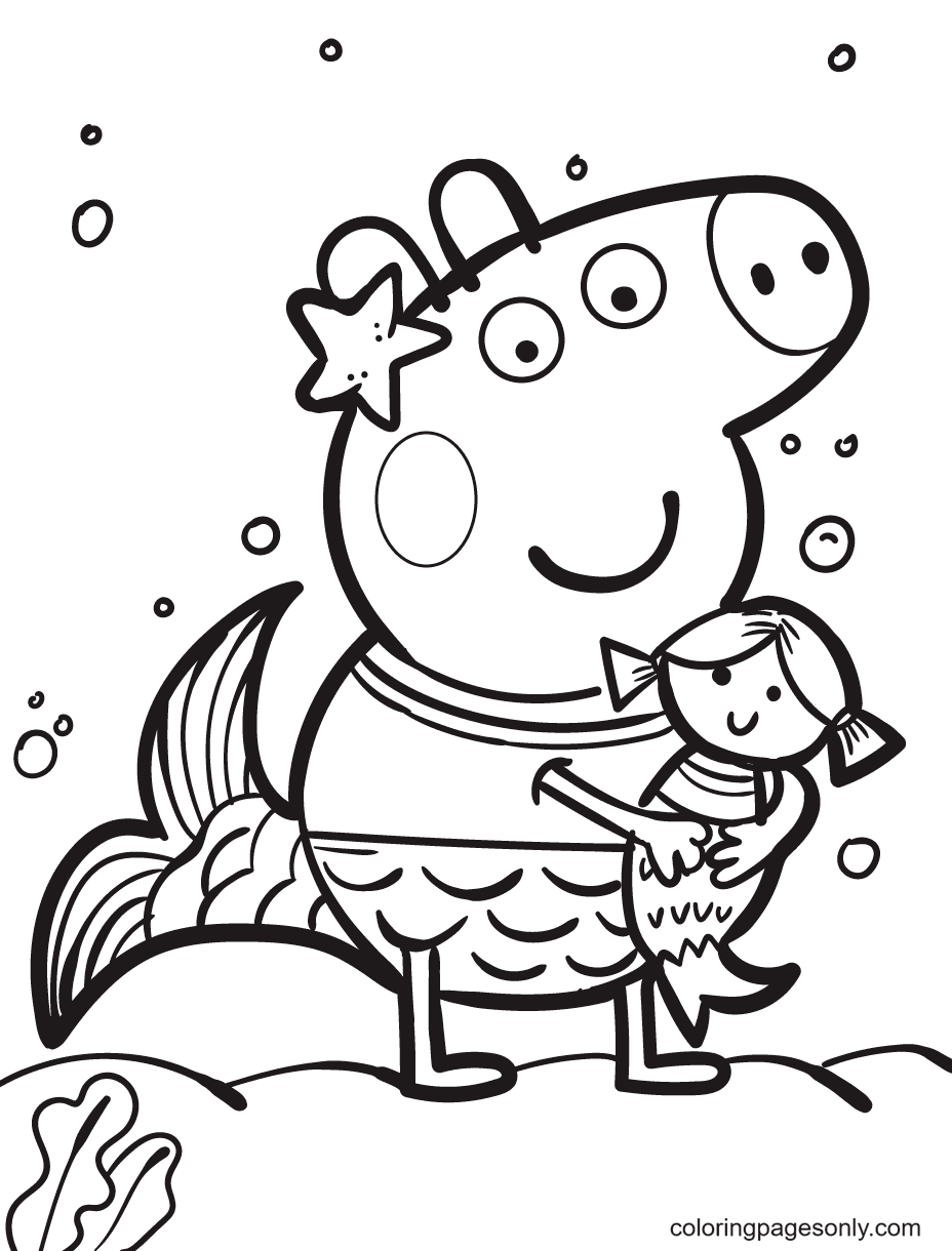 Peppa Mermaid Coloring Pages - Peppa Pig Coloring Pages - Coloring Pages  For Kids And Adults