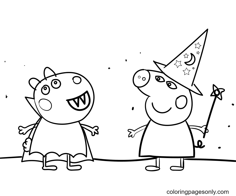 Peppa Pig Halloween Party Coloring Pages Peppa Pig Coloring Pages 