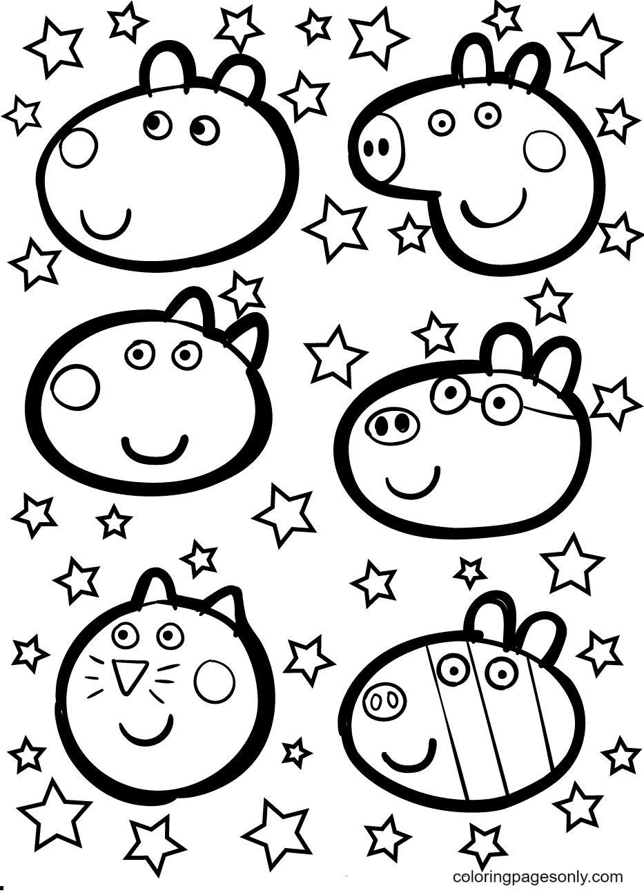 Peppa and Her Many Friends Coloring Page