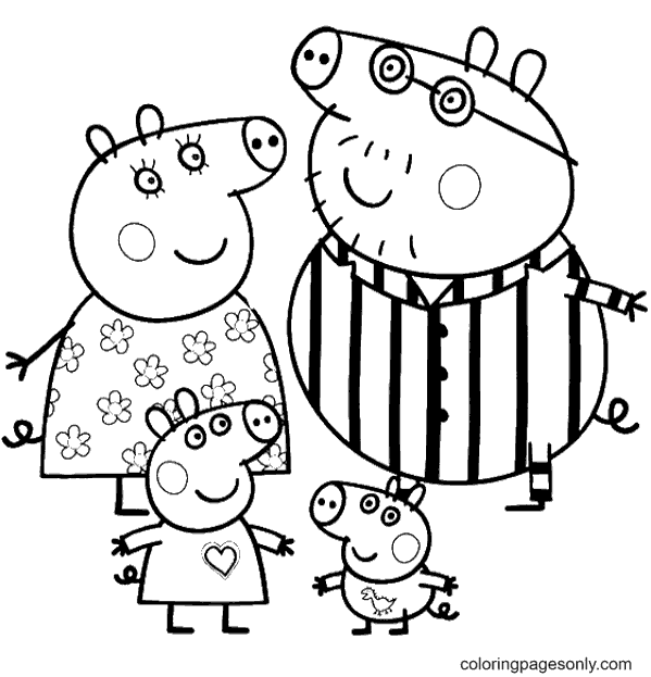 Peppa’s Family Coloring Page
