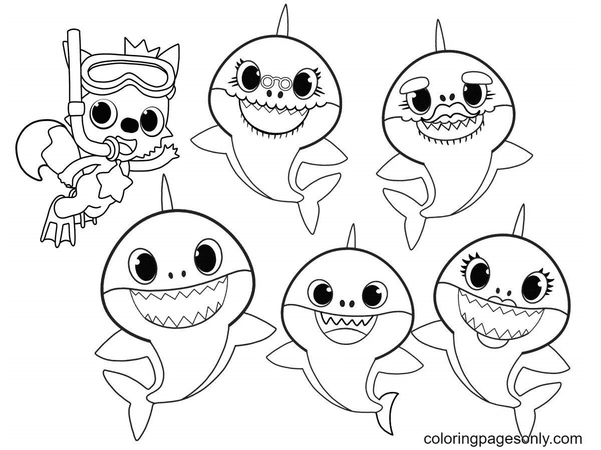 Pinkfong and Baby Shark Family from Pinkfong
