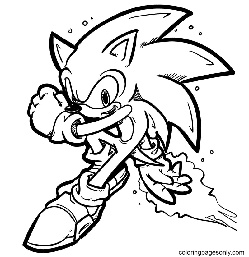 Powerful Sonic Coloring Page