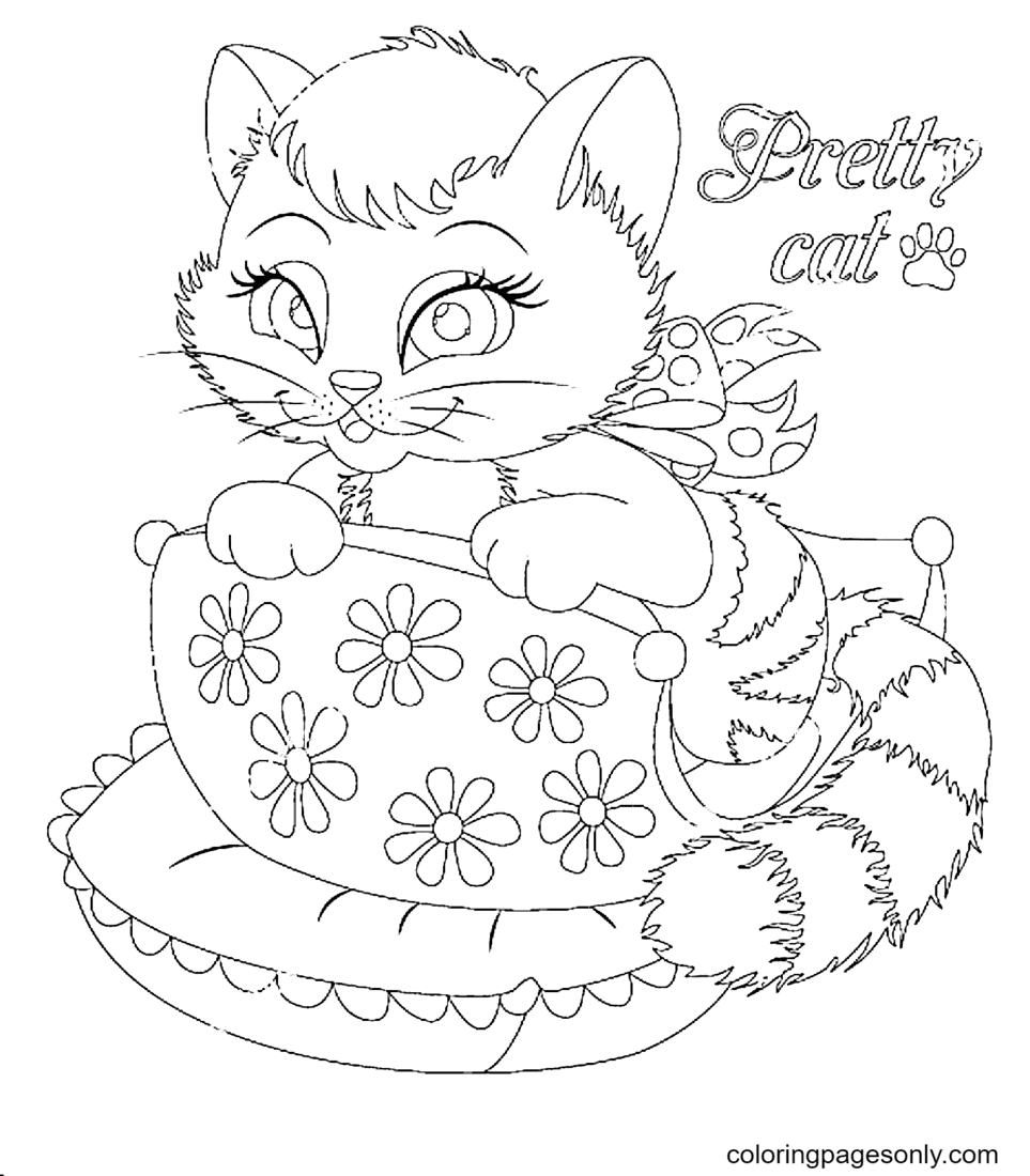 Pretty Kitten Coloring Pages