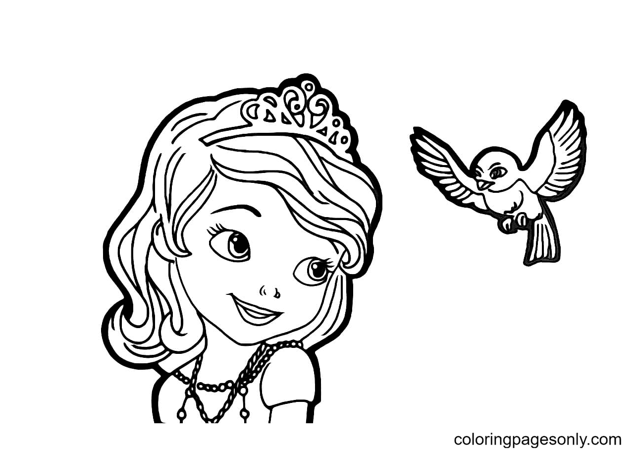 La principessa Sofia e l'uccello da colorare