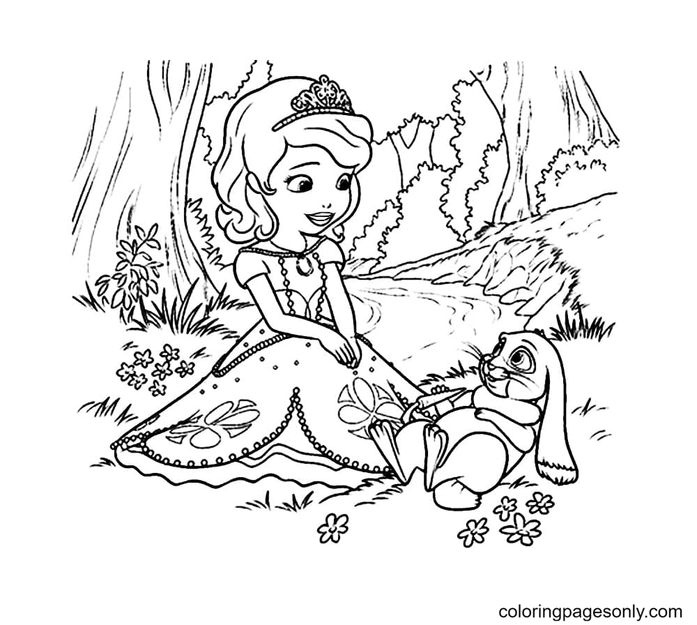 Princess Sofia in the Meadow Coloring Page