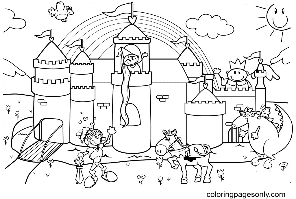 Princess and Knight Coloring Page