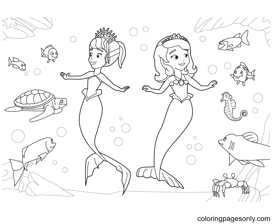 Princess sofia mermaid Coloring Page