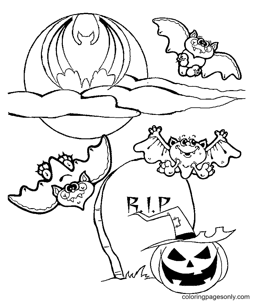 Printable Bat Halloween Coloring Page - Free Printable Coloring Pages