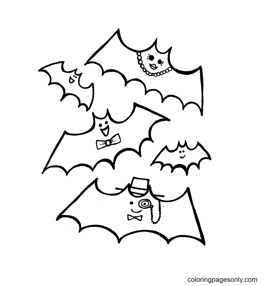Printable Halloween Bats Coloring Pages