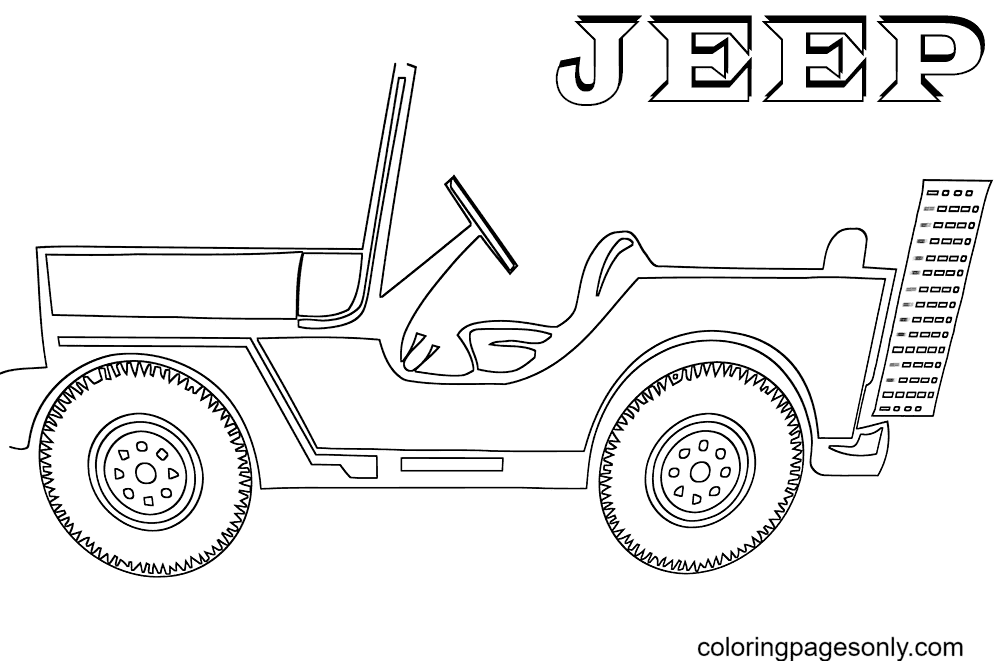 Pagina da colorare di auto Jeep stampabile
