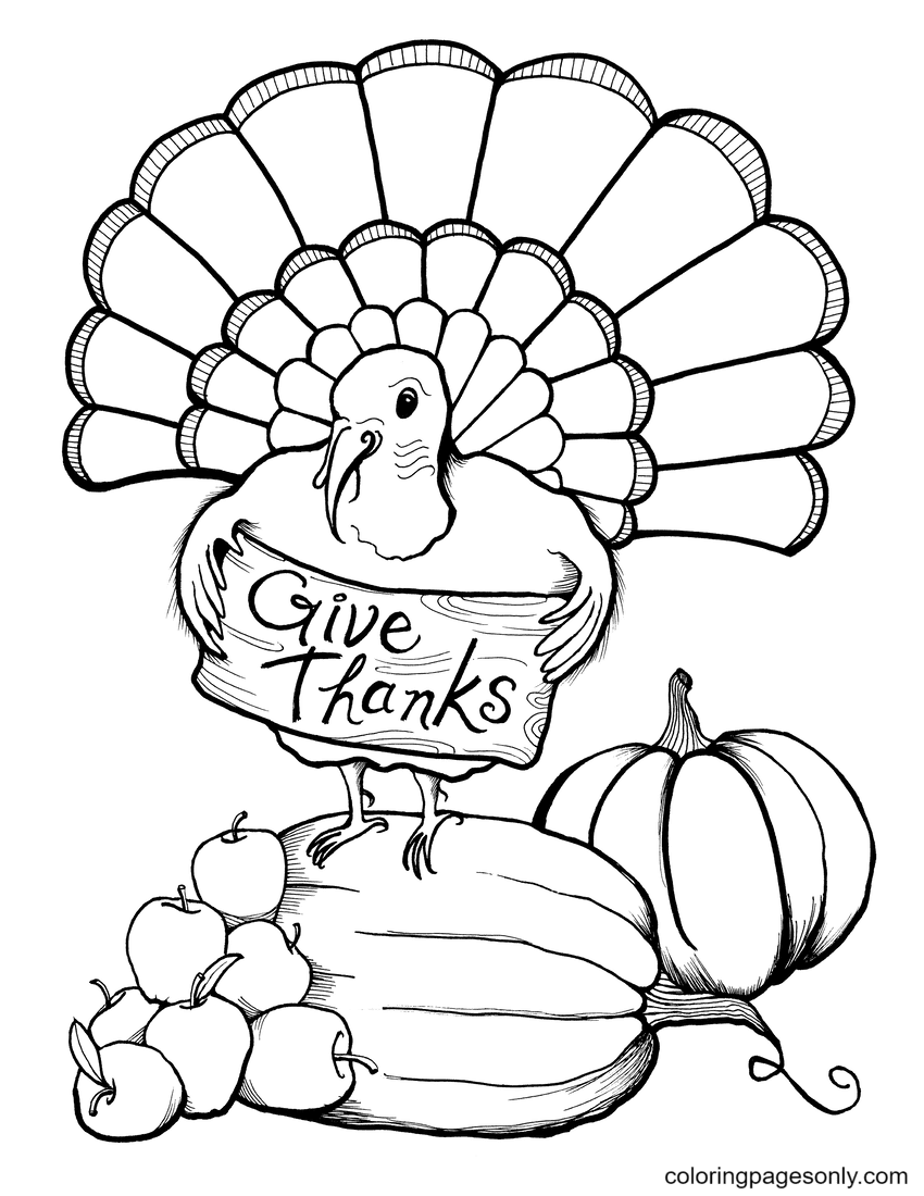Afdrukbare kleurplaat Thanksgiving