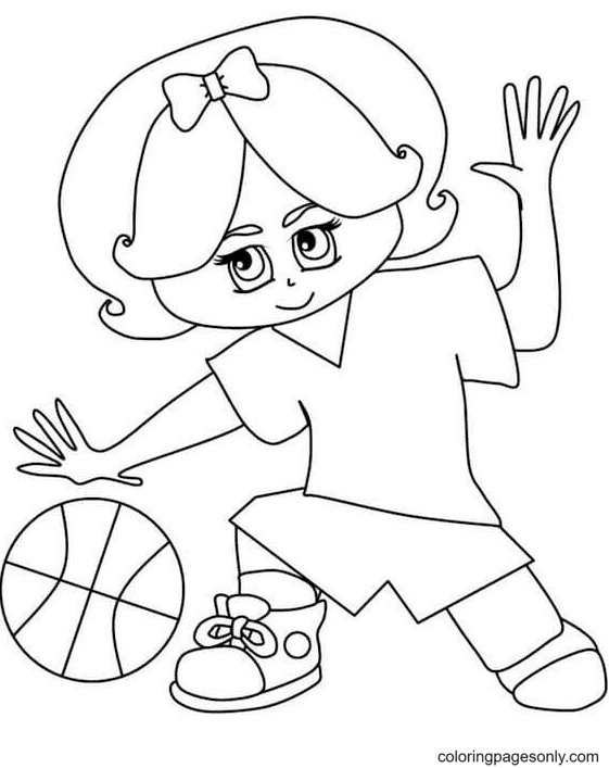 Rachel and Basketball Coloring Page