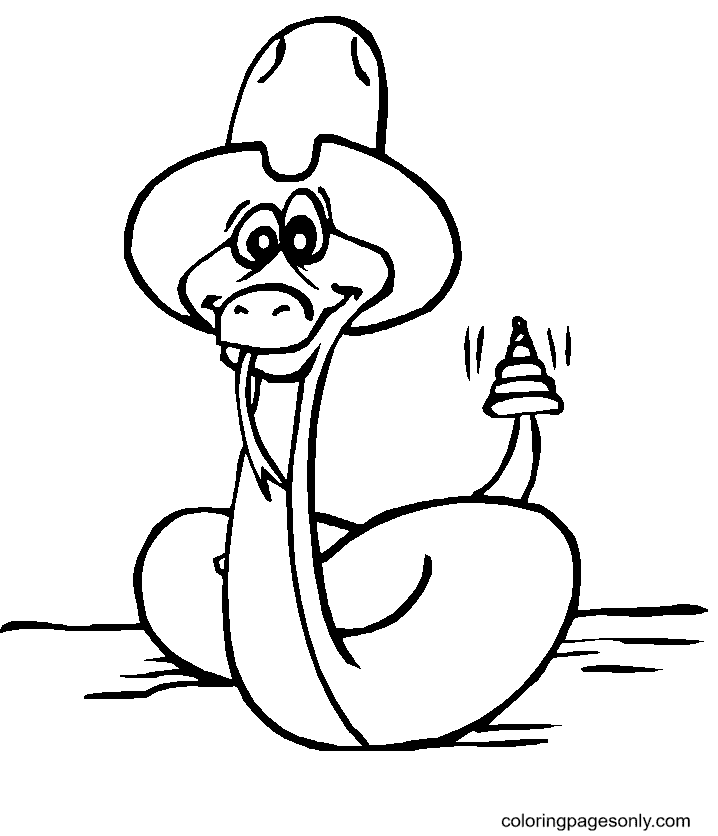 Rattlesnake Wearing a Hat Coloring Page