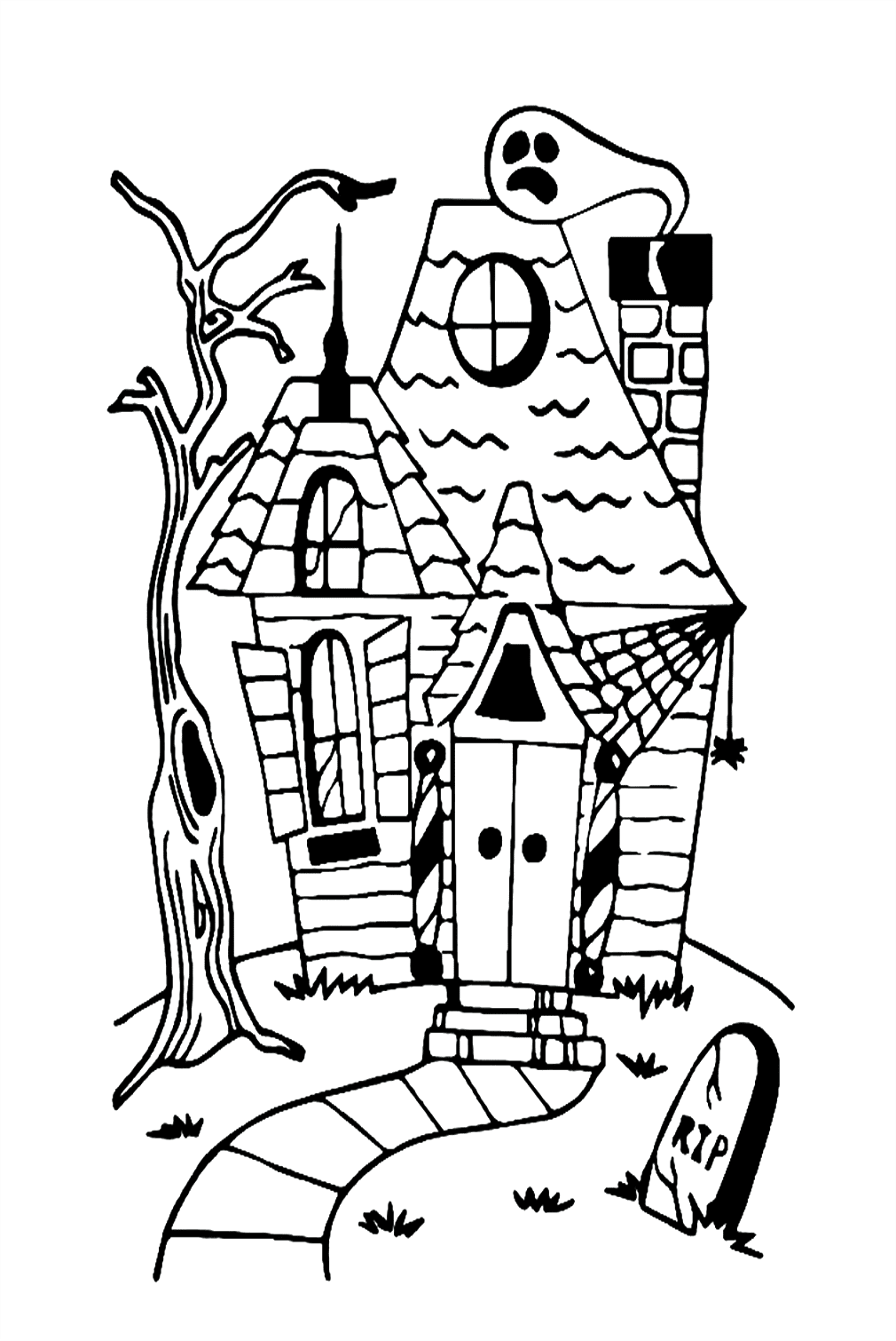 Rest in Peace With Haunted House Coloring Pages