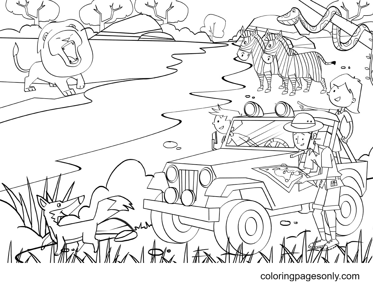 safari jeep coloring page