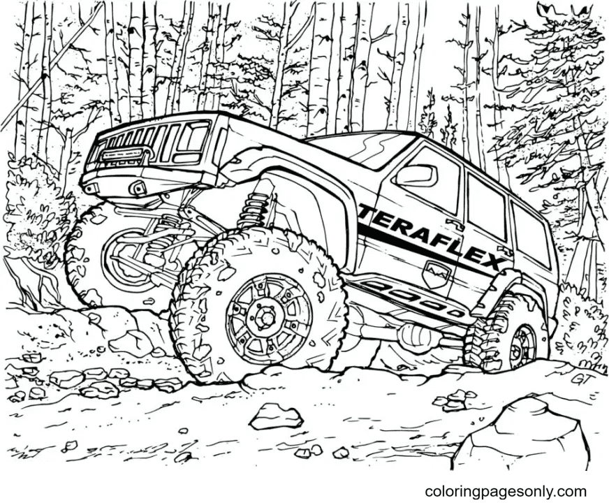 Página para colorir Safari Jeep